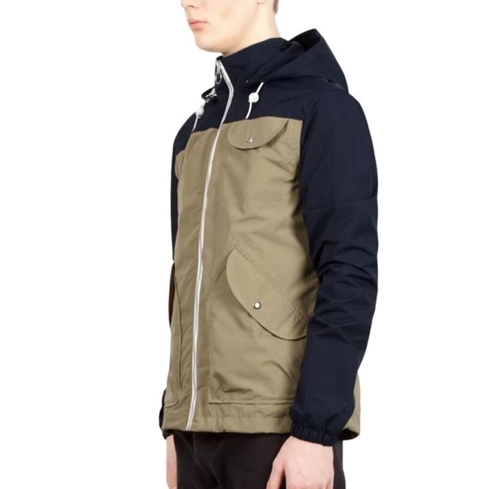 Penfield Navy/Tan Two-Tone Hooded Rain Jacket - Medium - Good Used